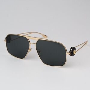 NEW Versace VE2269 100287 Gold Dark Grey Pilot Unisex Sunglasses VE 2269